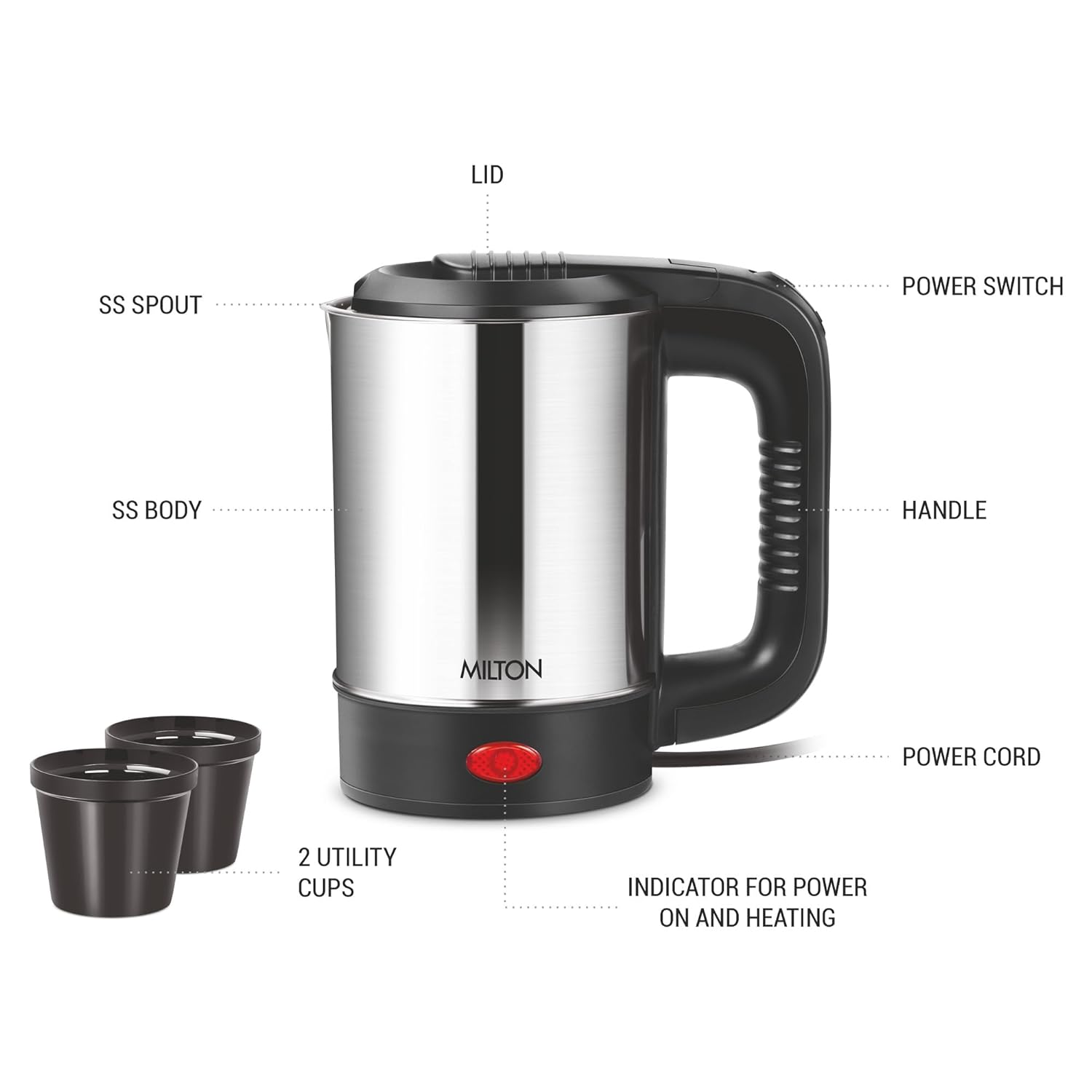Electric Travel Kettle (Milton) – Silver - view 2