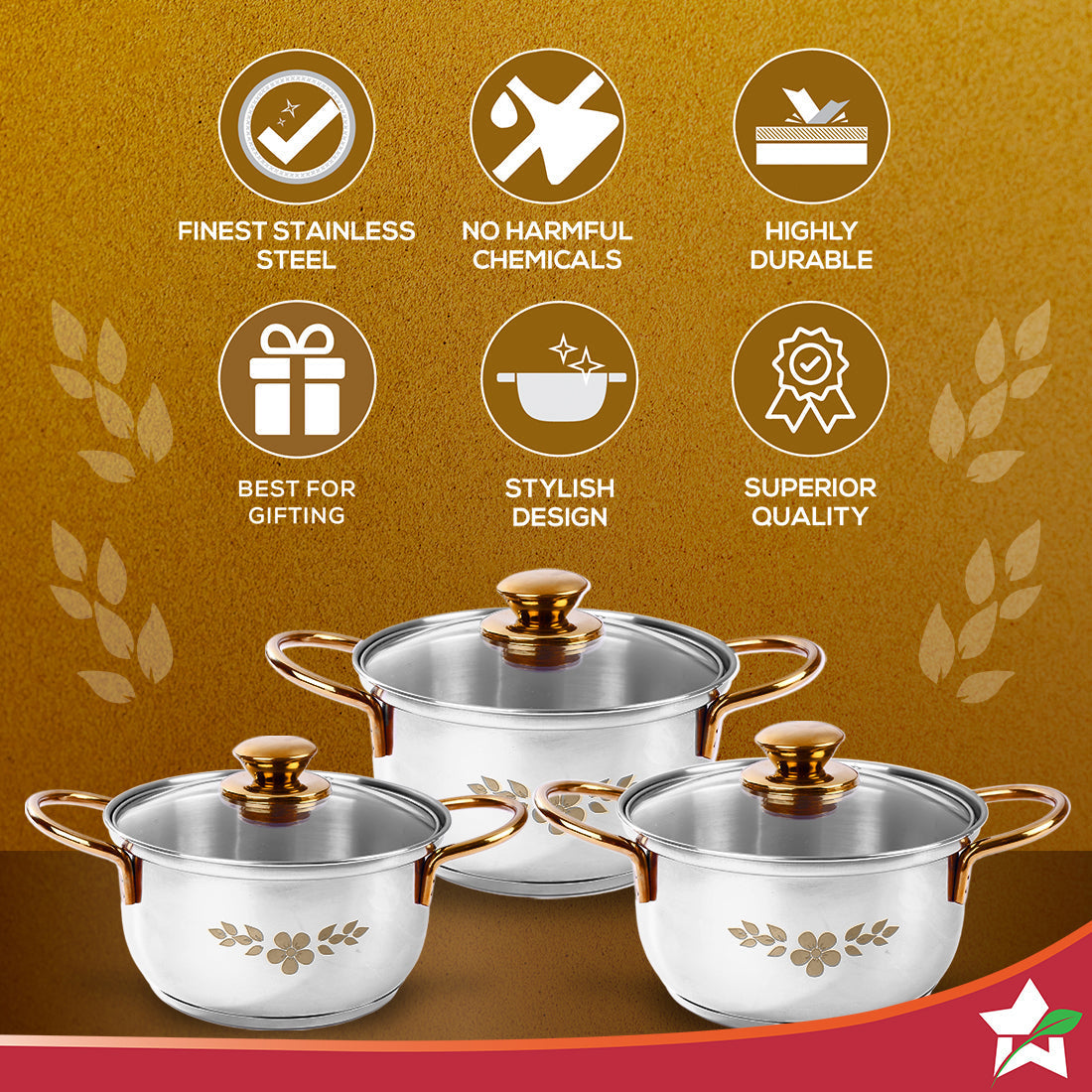 Wonderchef Renewed Gold Stanton Stainless Steel 3 - view 3