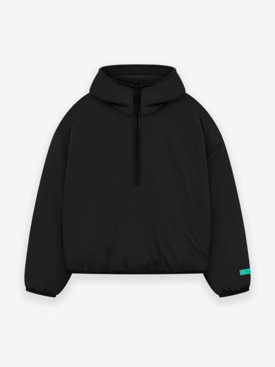 ESSENTIALS Nylon Filled Halfzip Hoodie – Jet Black