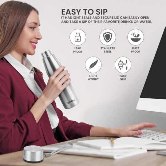 Drift Stainless Steel Bottle 950 ml (Pack of 3) (Milton) - view 2