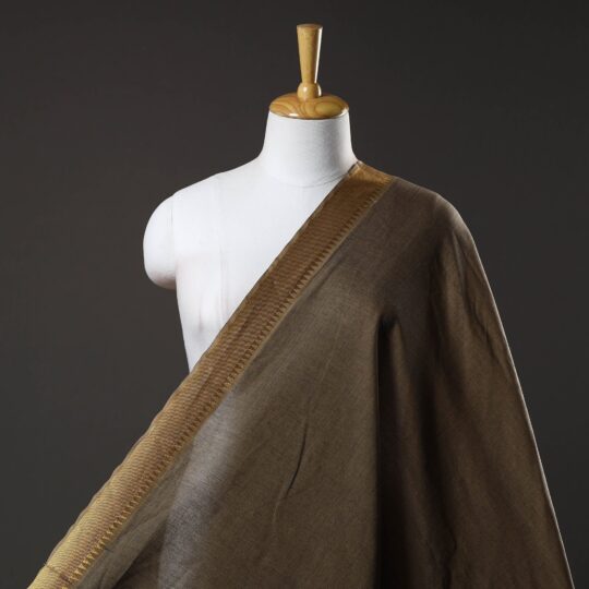 ITOKRI CRAFTS INITIATIVE Brown - Mangalagiri Cotton Fabric with Zari Border 05
