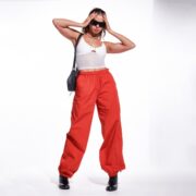 I Z F Rust Orange Parachute Pants