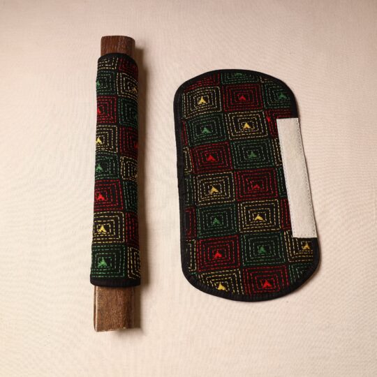 ASALKAAR Bengal Kantha Work Handmade Fridge Handle Cover (Set of 2) 20