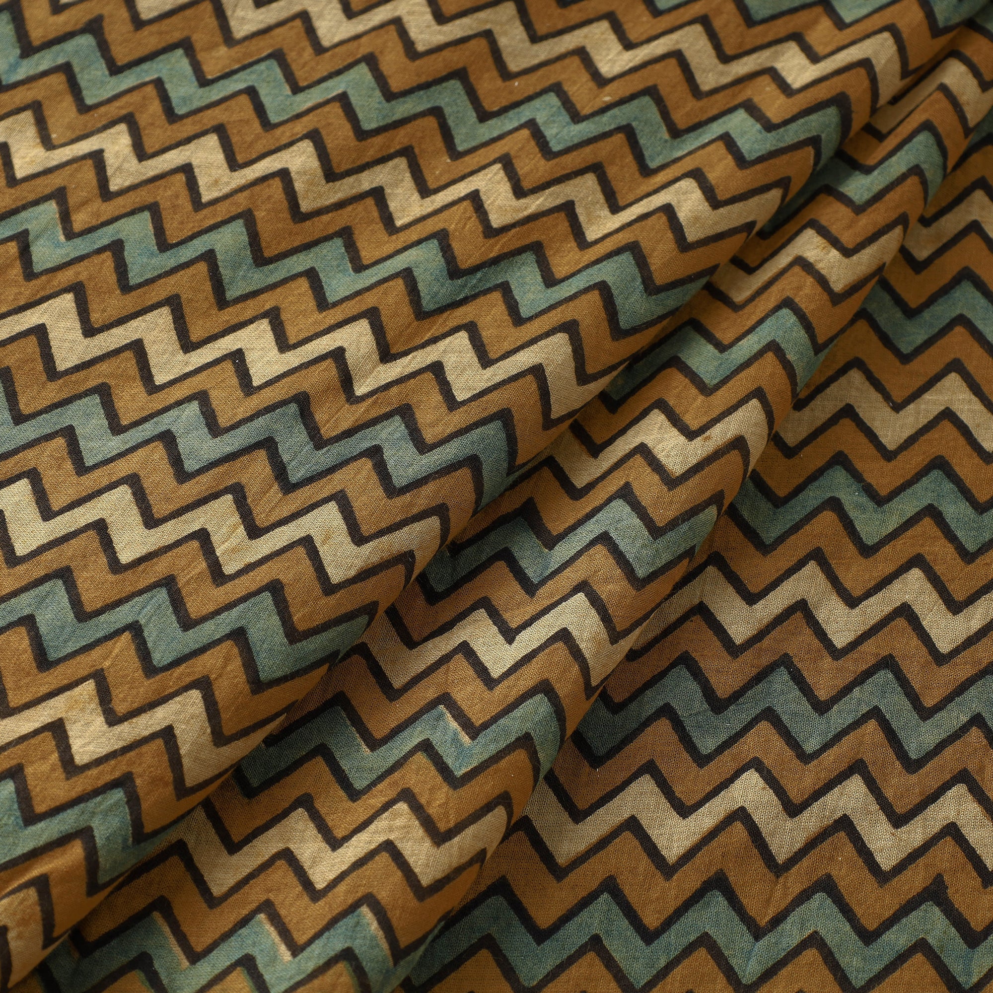 AJRAKH BY SUFIYAN ISMAIL KHATRI Brown - Ajrakh Hand Block Printed Mul Cotton Fabric 04 - view 2