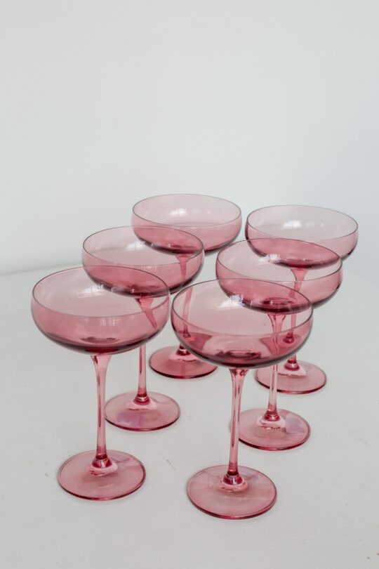 Estelle Colored Glass Estelle Colored Champagne Coupe Stemware - Set of 6 {Rose}
