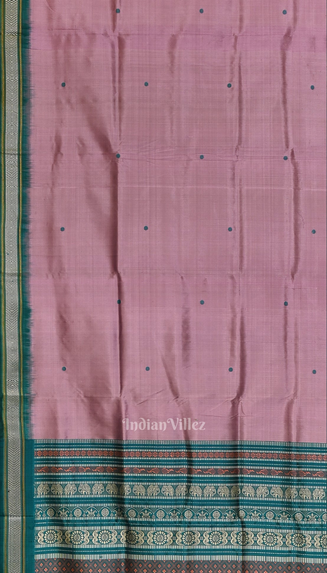 IndianVillèz Onion with Green Odisha Handloom Siminoi Silk Saree - view 4