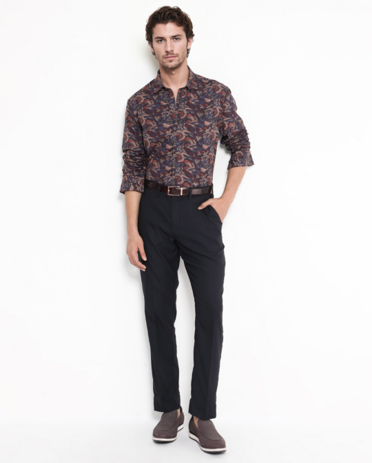Rare Rabbit Men's Mids Navy Viscose Fabric Full Sleeve Regular Collar Floral Abstract Print Shirt - view 2