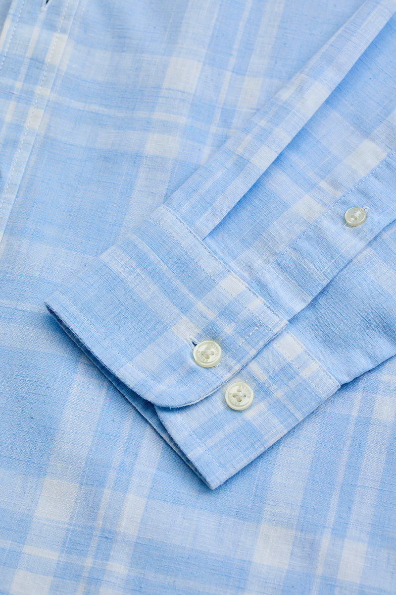 SNITCH Light Blue Checks Oxford Shirt - view 8