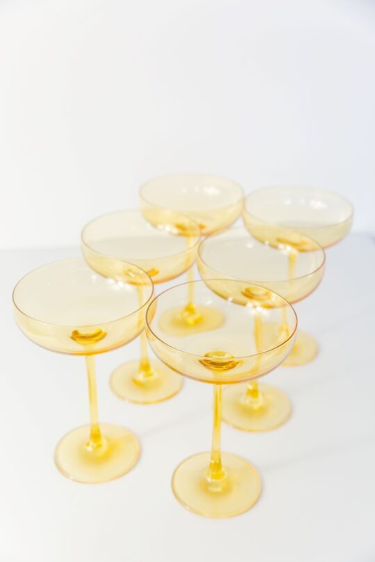 Estelle Colored Glass Estelle Colored Champagne Coupe Stemware - Set of 6 {Yellow}
