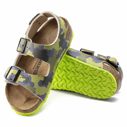Birkenstock Milano Kids Birko-Flor – Blue Blue/Desert Soil Camo Lime Aqua