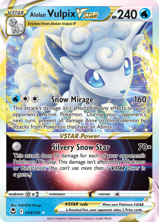 Alolan Vulpix VSTAR - 034/195 - Rare Holo VSTAR