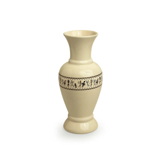 EXCLUSIVELANE 'Whispers of Warli' Handcrafted Ceramic Vase - view 2