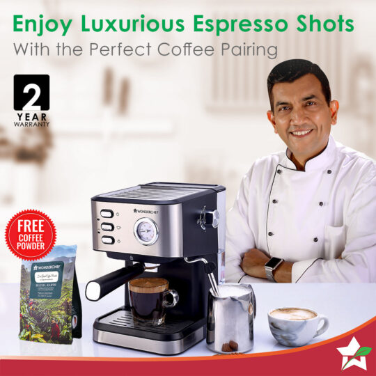 Wonderchef Regenta Espresso Coffee Machine, 19-bar, Make Espressos, - view 2
