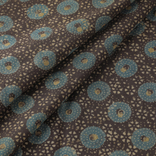 KACHCHH JI CHHAAP Brown - 3 Kaam Ajrakh Block Printing Natural Dyed Cotton Fabric - view 2