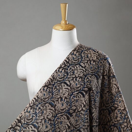 SOUTH KARGHA Black - Pedana Kalamkari Block Printed Cotton Fabric 06