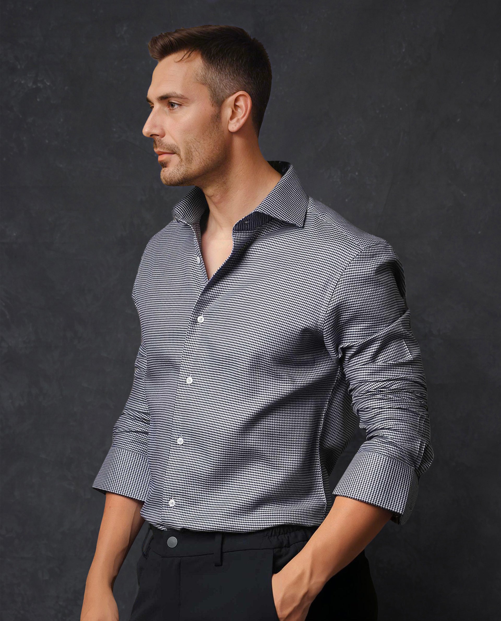 Rare Rabbit Men's Diff Blue Micro Dobby Fabric Full Sleeves Shirt - view 3