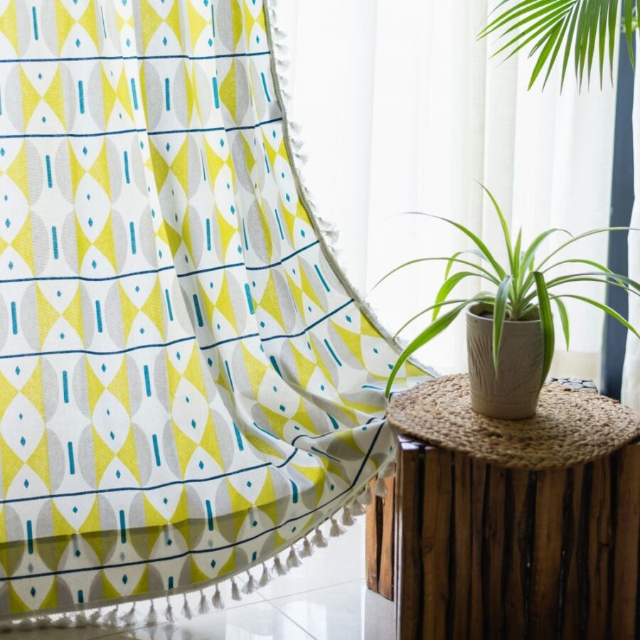 Urban Space -Home Furnishing Store Bohemian 100% Cotton Curtains, Pack of 1 Curtain - Aztec Green