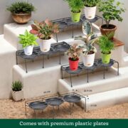 Ugaoo Metal Plant Stands with Drip-tray Holder - set of 4