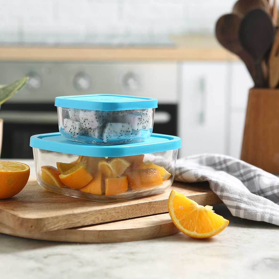 Wonderchef Bormioli Frigoverre 2 Pcs Square Glass Container.