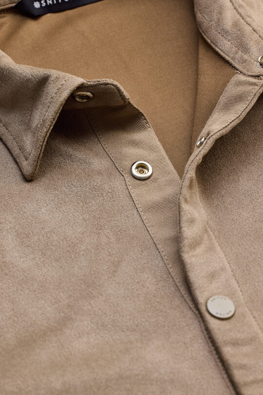SNITCH Beige Suede Snap Button Overshirt - view 2