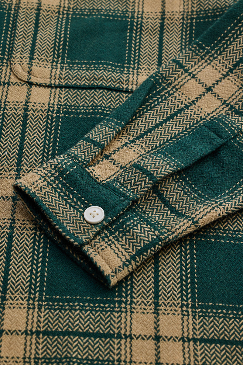 SNITCH Dark Green Flannel Checks Slim Fit Shirt - view 8