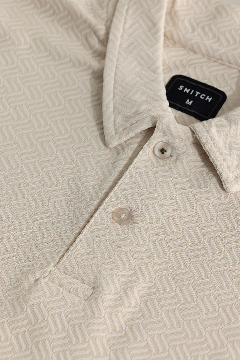 SNITCH Triline Knit Cream Polo T-Shirt - view 2