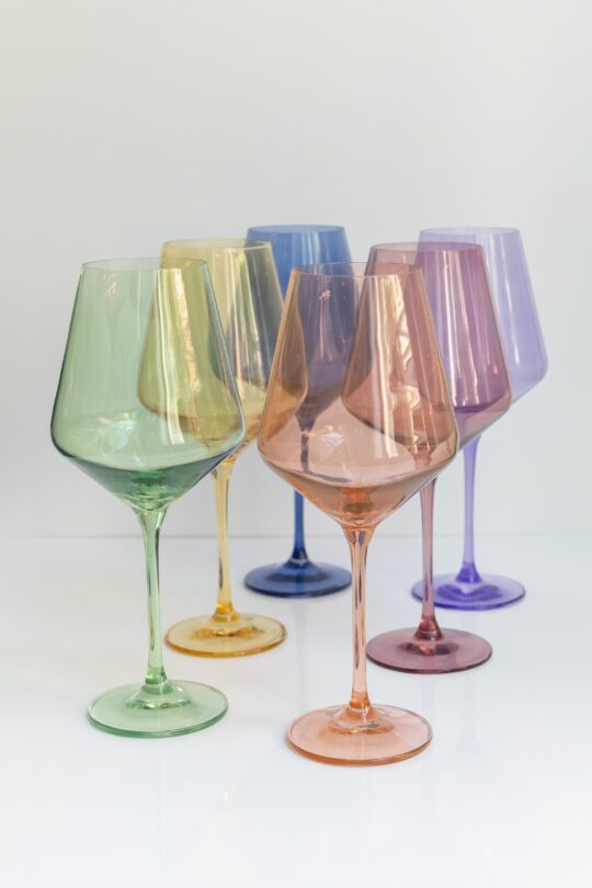 Estelle Colored Glass Estelle Colored Wine Stemware - Set of 6 {Pastel Mixed Set}