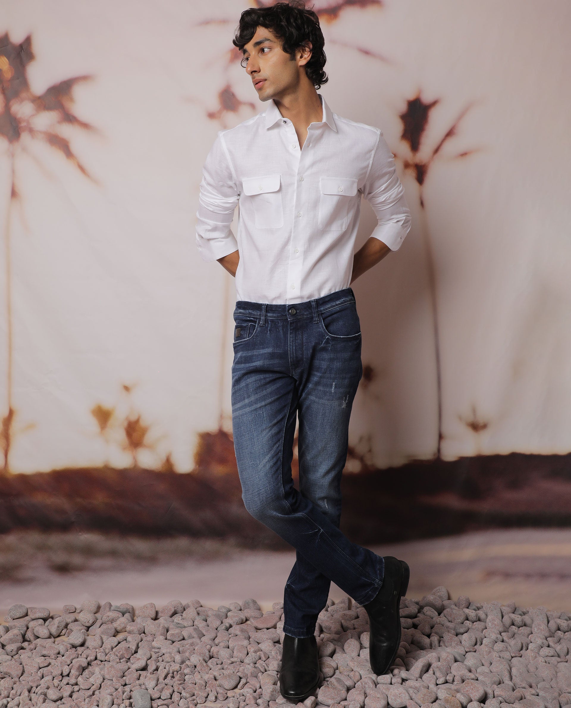 Rare Rabbit Men's Safa White Cotton Lyocell Fabric Full Sleeves Solid Shirt - view 7