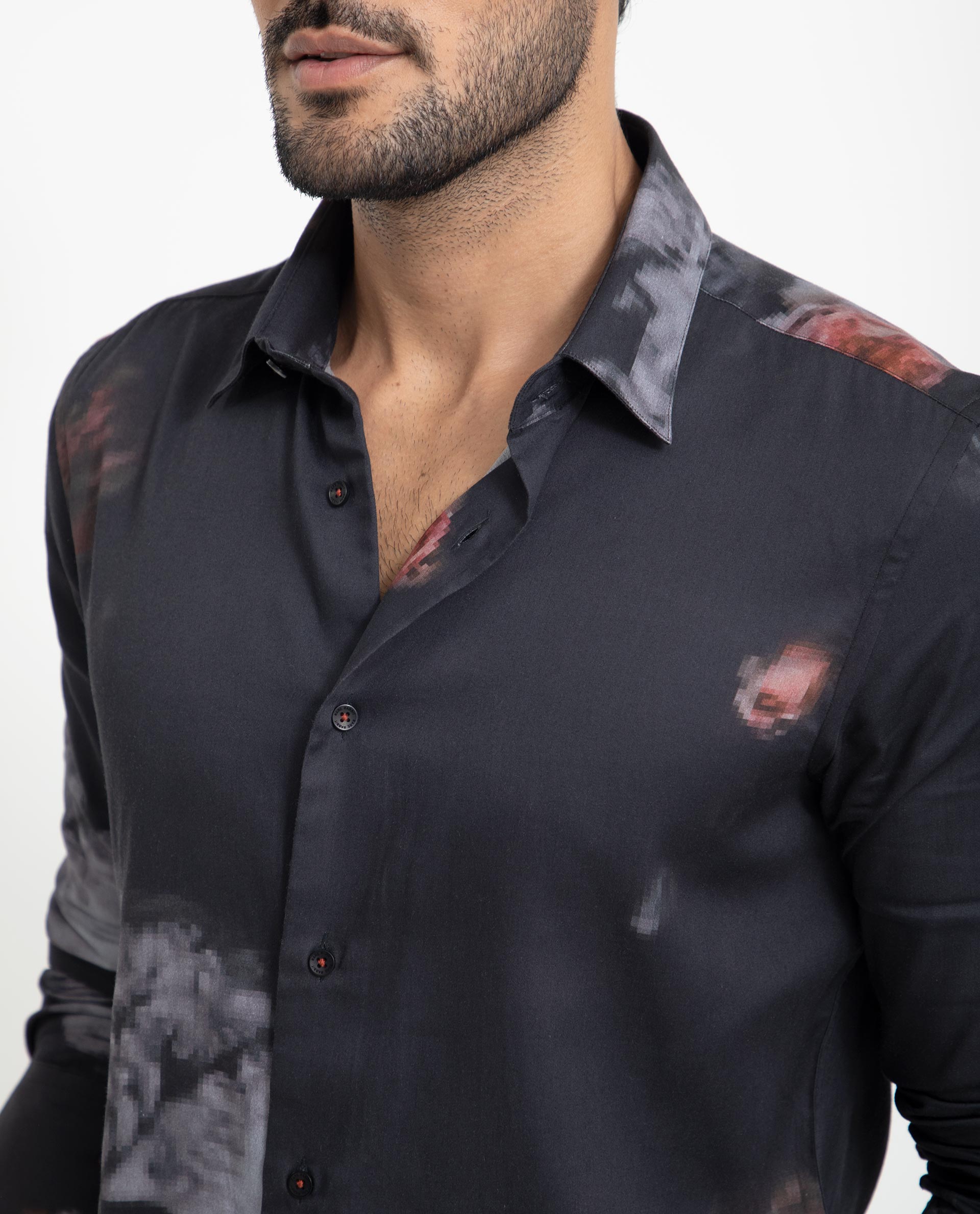 Rare Rabbit Men's Tulson Black Cotton Modal Fabric Floral Print Full Sleeves Shirt - view 5