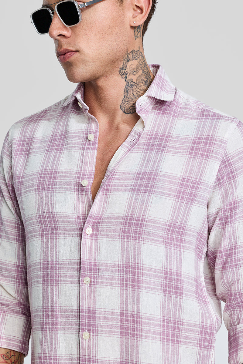 SNITCH Lilac Checks Linen Blend Shirt - view 4