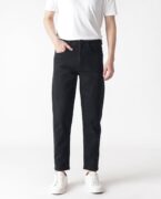 Rare Rabbit Men's Sam Black Dark Wash Mid-Rise Carrot Fit Jeans