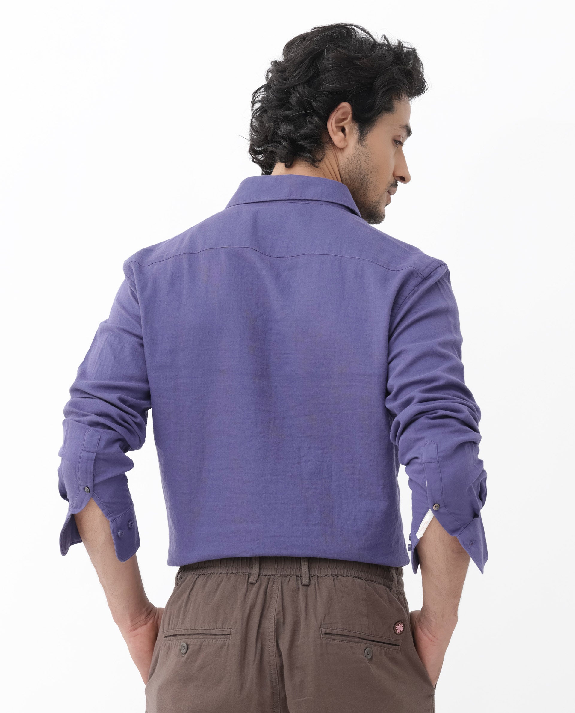 Rare Rabbit Mens Layerr Dusky Purple Cotton Fabric Full Sleeves Solid Shirt - view 8
