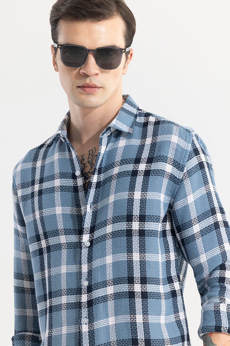 SNITCH Gridline Blue Checks Shirt - view 5