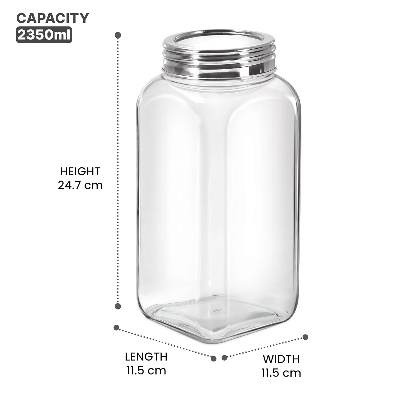 Square Jar With SS 304 Lid (Treo by Milton) – Transparent - view 9