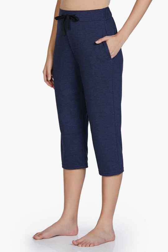 Amante Cotton Blend Capri Pants - Navy - view 2
