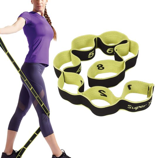 Strap stretching belt – Strauss Multi 8 Loop Yoga Strap & Stretching Belt | Ideal for Yoga, Pilates, Therapy, Dance, Gymnastics, Ballet & Flexibility | Nylon & Cotton Skin Fr