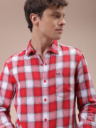 The Indian Garage Co Men's Red Slim Fit Checked Shirt