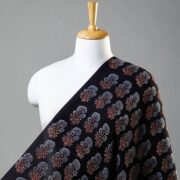 KACHCHH JI CHHAAP Black Butta Ajrakh Hand Block Printed Modal Silk Fabric