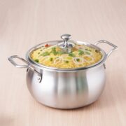 Pot glass lid – The Indus Valley TurboCuk Tri-ply Stainless Steel Handi Casserole/ Biryani Cooking Pot+ Glass Lid, Premium Quality, 3 Layer Thick Body, 100% Toxin-fre