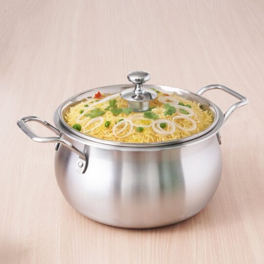 Pot glass lid – The Indus Valley TurboCuk Tri-ply Stainless Steel Handi Casserole/ Biryani Cooking Pot+ Glass Lid, Premium Quality, 3 Layer Thick Body, 100% Toxin-fre