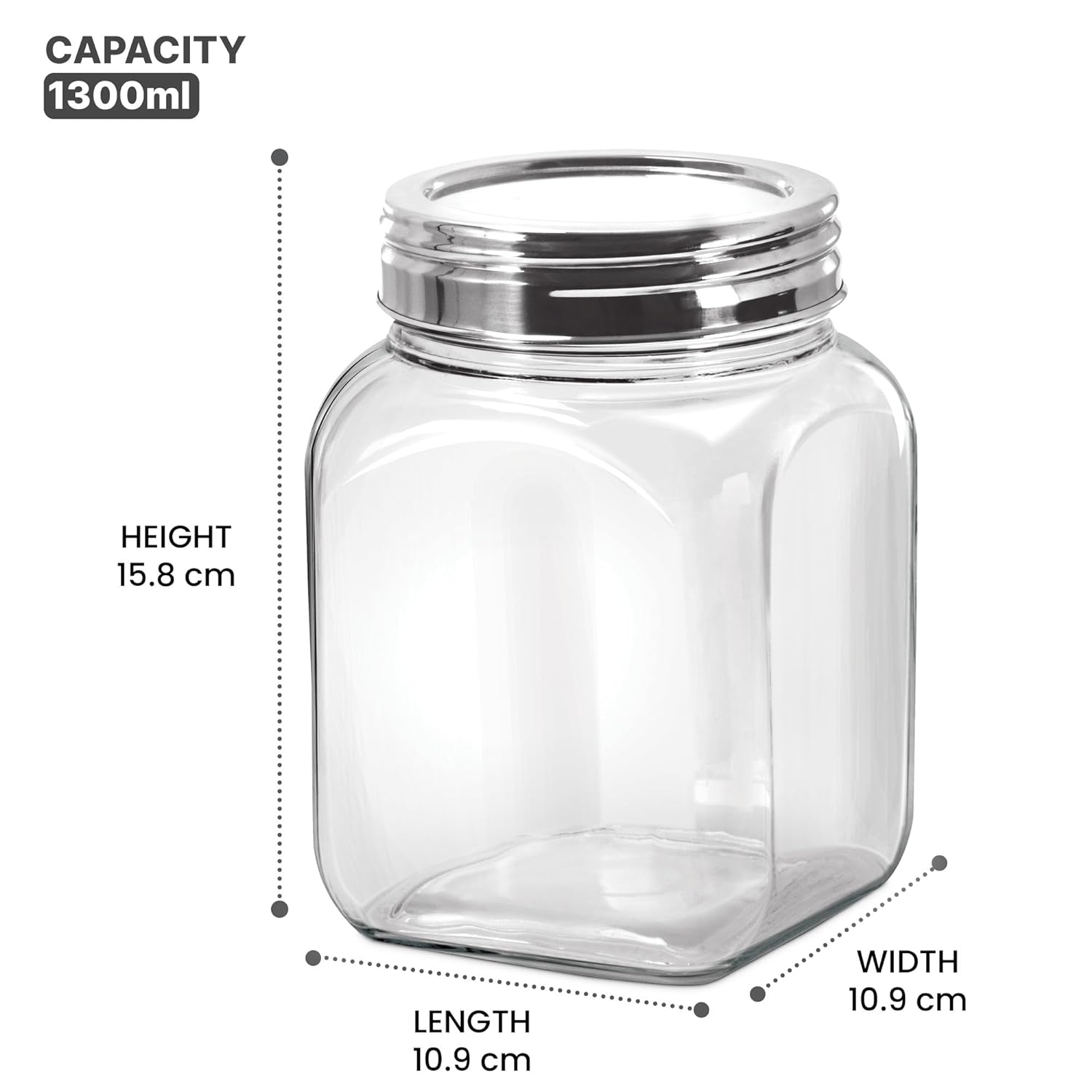 Square Jar With SS 304 Lid (Treo by Milton) – Transparent - view 8