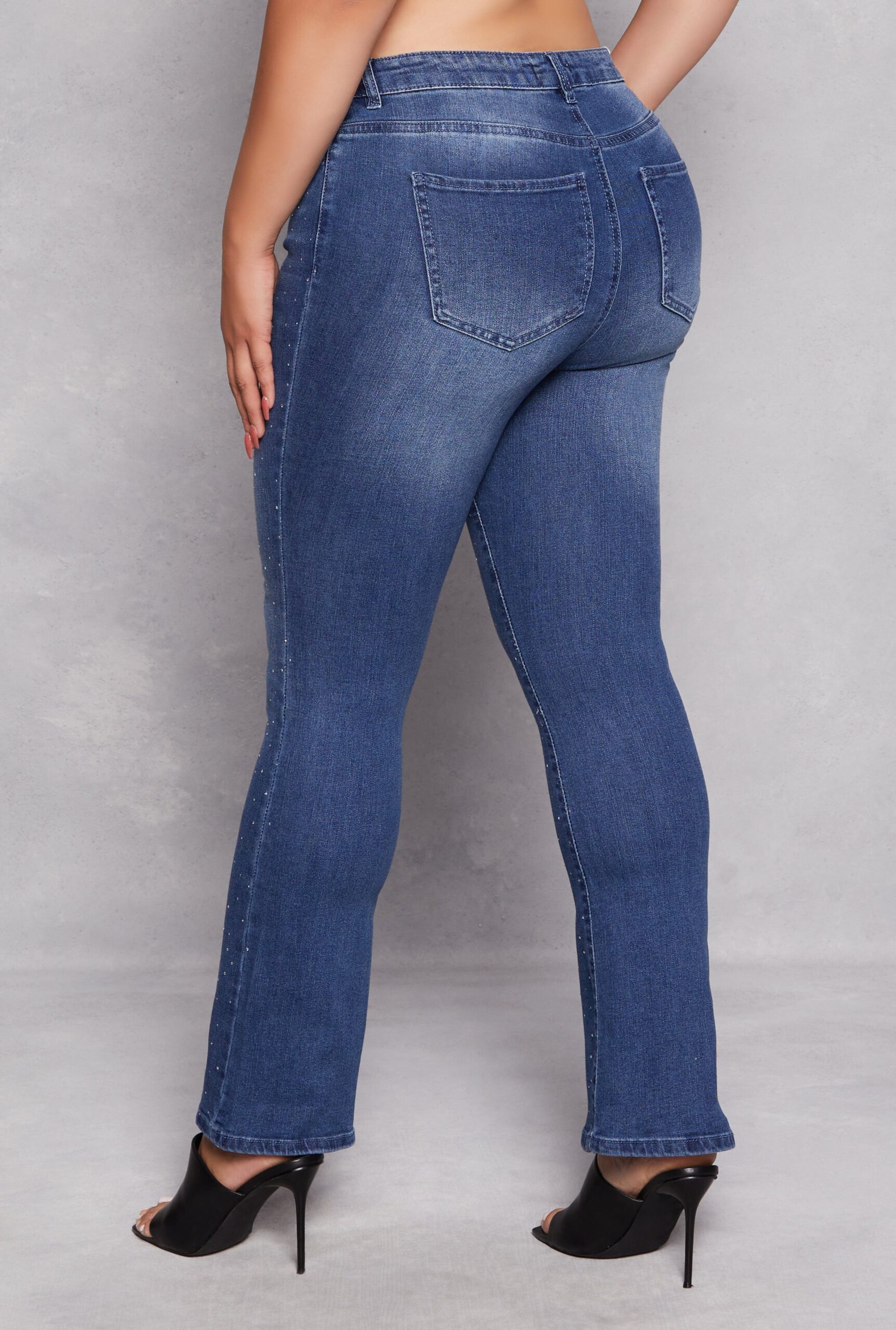 almost_famous Plus Size Almost Famous Rhinestone Boot Cut Jeans - view 3