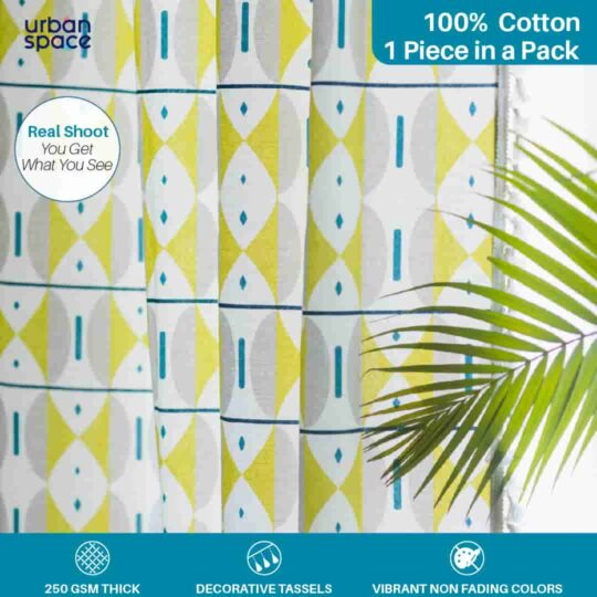 Urban Space -Home Furnishing Store Bohemian 100% Cotton Curtains, Pack of 1 Curtain - Aztec Green - view 2