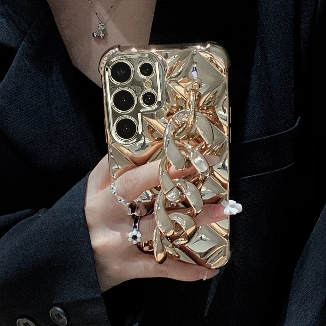 3D Rhombus Pattern Electroplating Chain Case - Samsung - view 6