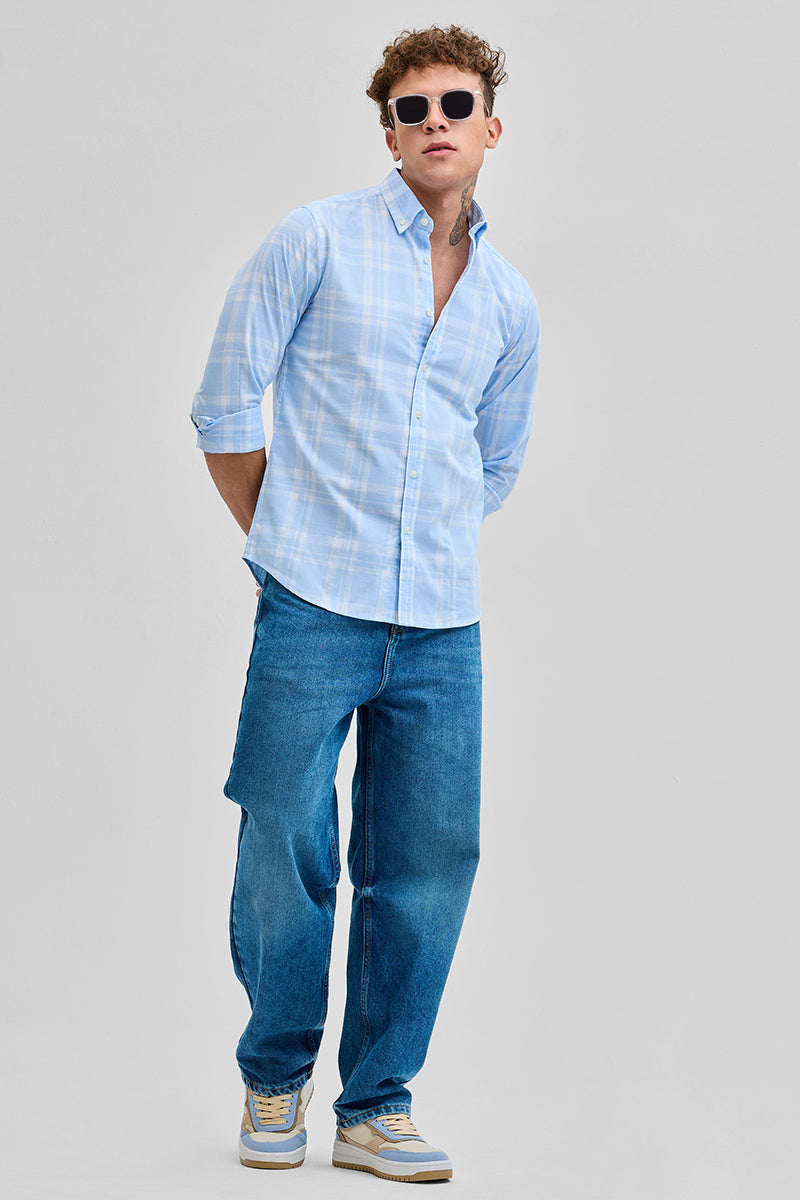 SNITCH Light Blue Checks Oxford Shirt - view 3