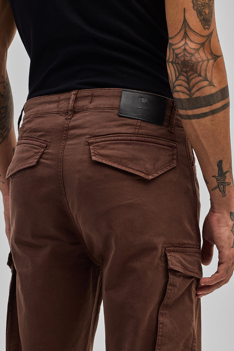 SNITCH Copper Brown Relaxed Fit Cargo Pants - view 8