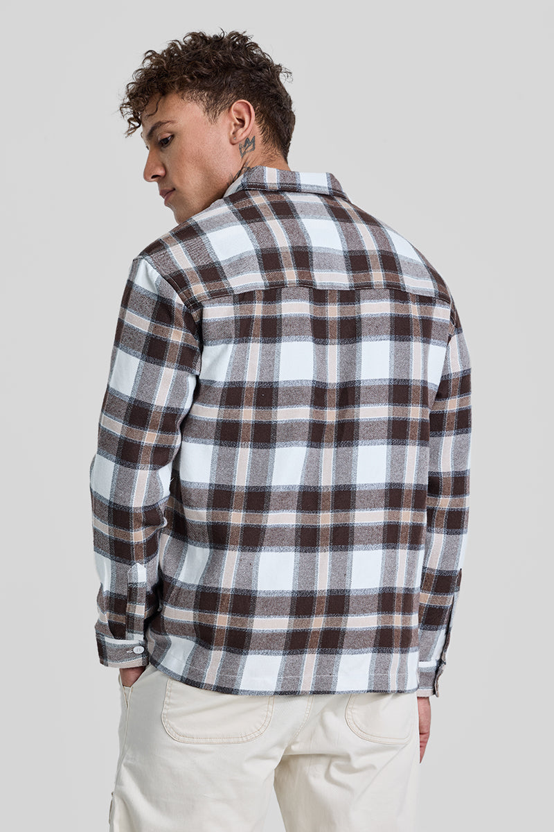 SNITCH Brown Plaid Box Fit Flannel Shirt - view 8
