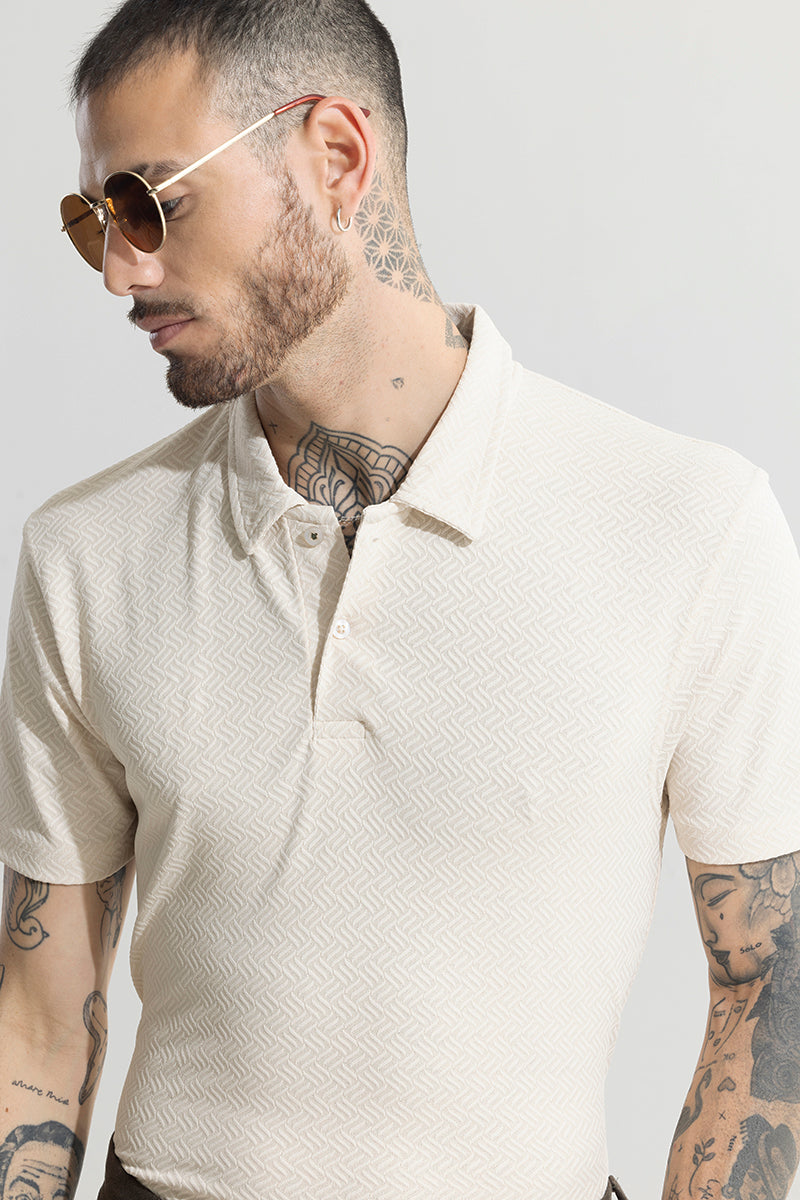 SNITCH Triline Knit Cream Polo T-Shirt - view 5