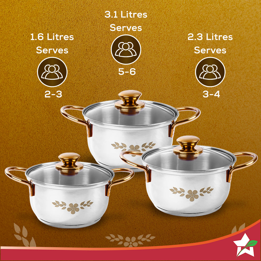 Wonderchef Renewed Gold Stanton Stainless Steel 3 - view 4