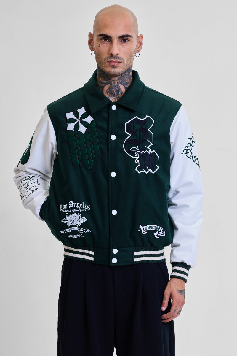 SNITCH Legends Anarchy Dark Green Varsity Jacket - view 7